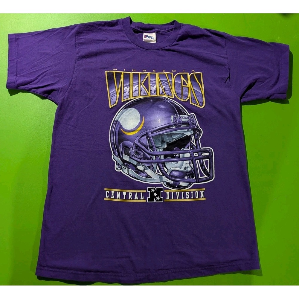 Vintage Pro Player NFL Minnesota Vikings T Shirt Purple Large USA Made SS Tee
